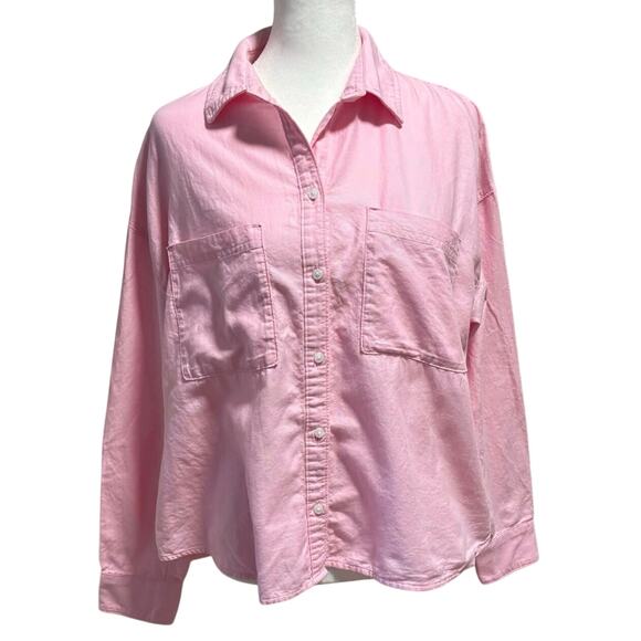 Old Navy Tops - Old Navy Size M The Boyfriend Shirt Button Up Pink Long Sleeves